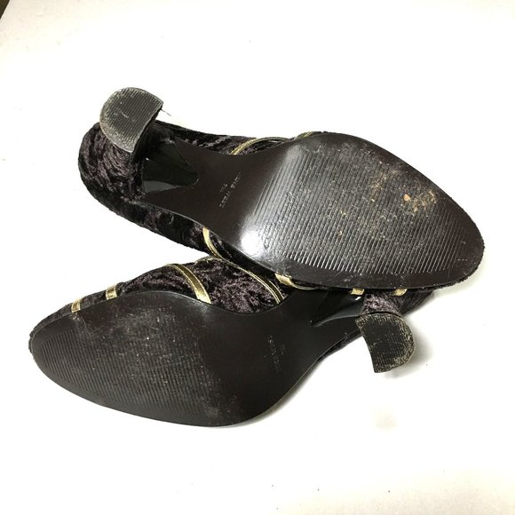 Nine West Crushed Velvet Heels with Gold Trim Size - Picture 9 of 11